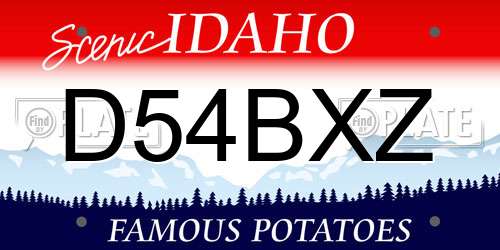 D54BXZ Idaho License Plate
