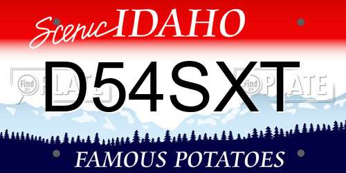D54SXT Idaho License Plate