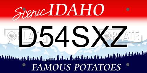 D54SXZ Idaho License Plate