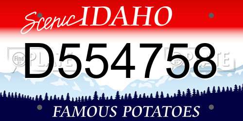D554758 Idaho License Plate