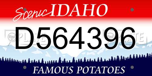 D564396 Idaho License Plate