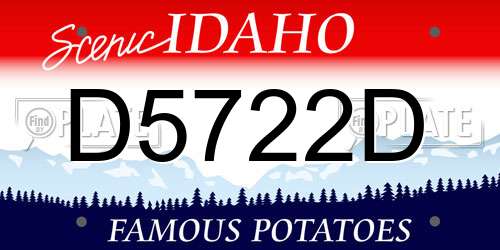 D5722D Idaho License Plate