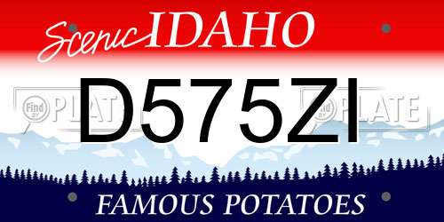 D575ZI Idaho License Plate