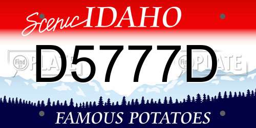 D5777D Idaho License Plate