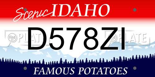 D578ZI Idaho License Plate