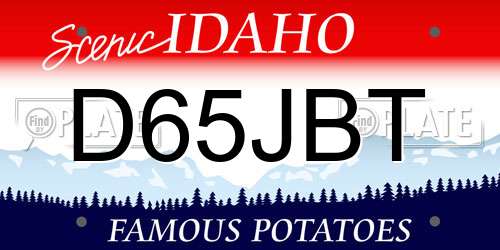 D65JBT Idaho License Plate