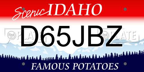 D65JBZ Idaho License Plate