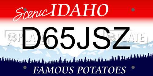D65JSZ Idaho License Plate