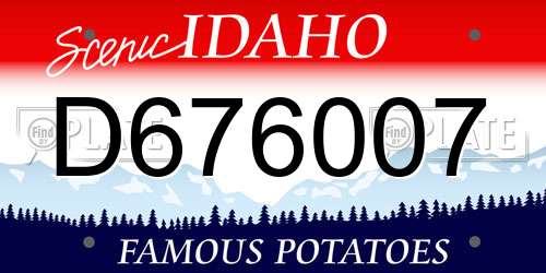 D676007 Idaho License Plate