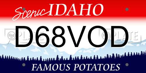 D68VOD Idaho License Plate