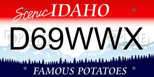 D69WWX Idaho License Plate