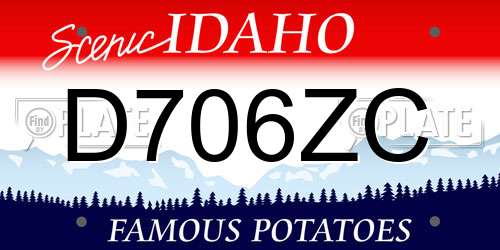 D706ZC Idaho License Plate