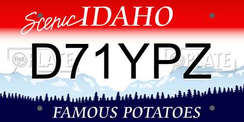 D71YPZ Idaho License Plate