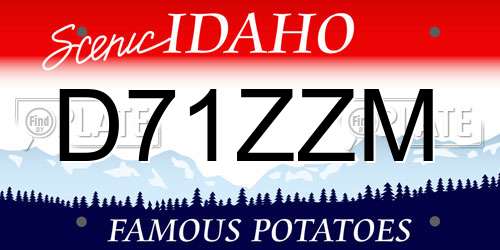 D71ZZM Idaho License Plate