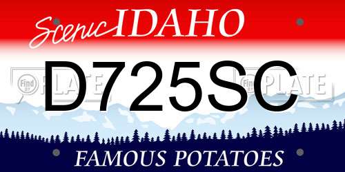 D725SC Idaho License Plate