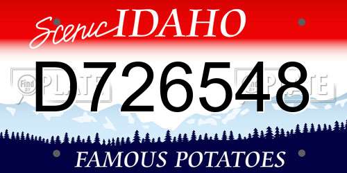 D726548 Idaho License Plate