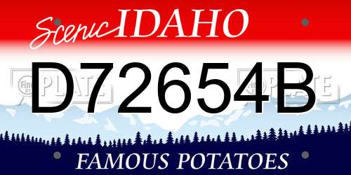 D72654B Idaho License Plate