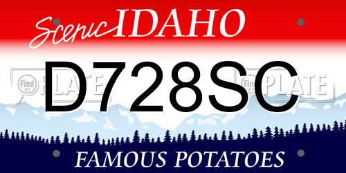 D728SC Idaho License Plate