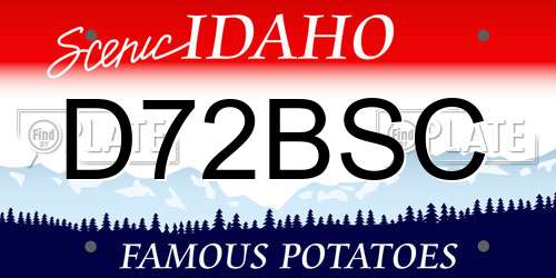 D72BSC Idaho License Plate