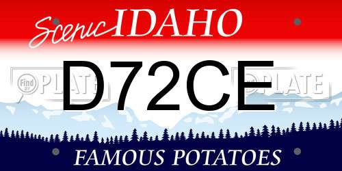 D72CE Idaho License Plate
