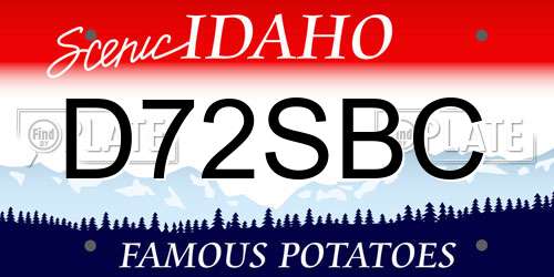 D72SBC Idaho License Plate