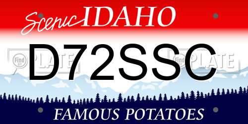 D72SSC Idaho License Plate