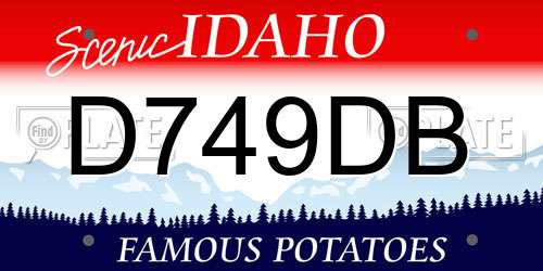 D749DB Idaho License Plate