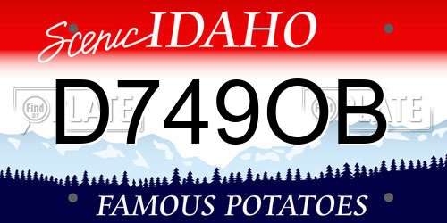 D749OB Idaho License Plate