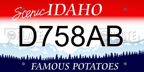D758AB Idaho License Plate