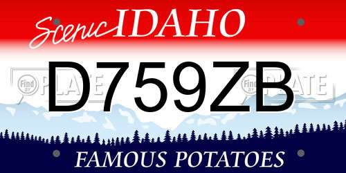 D759ZB Idaho License Plate