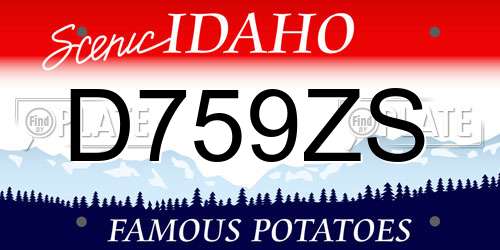 D759ZS Idaho License Plate