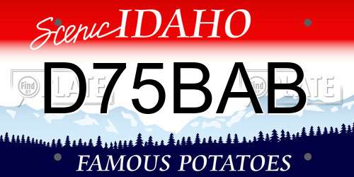D75BAB Idaho License Plate