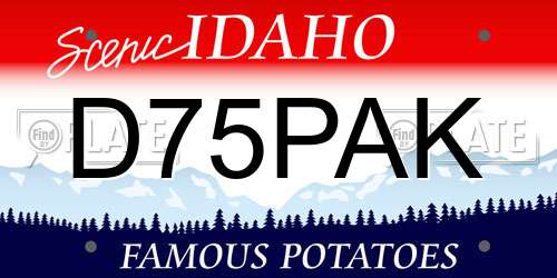 D75PAK Idaho License Plate