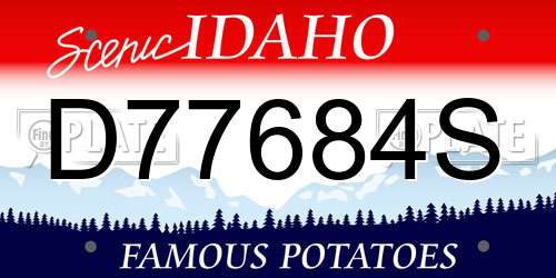 D77684S Idaho License Plate