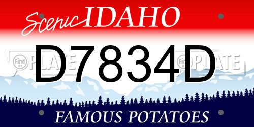 D7834D Idaho License Plate