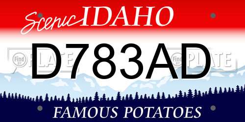 D783AD Idaho License Plate