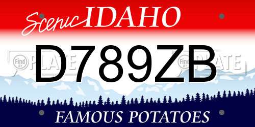 D789ZB Idaho License Plate