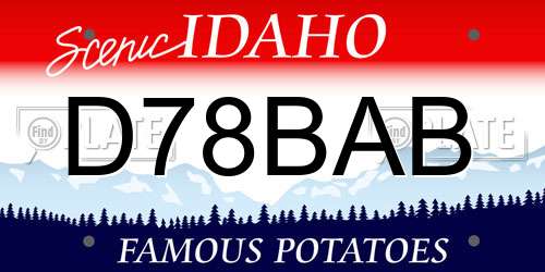 D78BAB Idaho License Plate