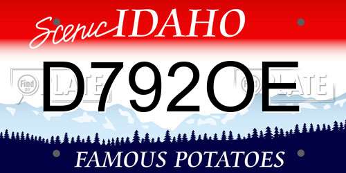 D792OE Idaho License Plate