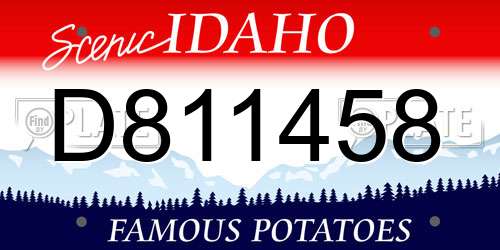 D811458 Idaho License Plate