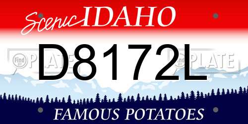 D8172L Idaho License Plate
