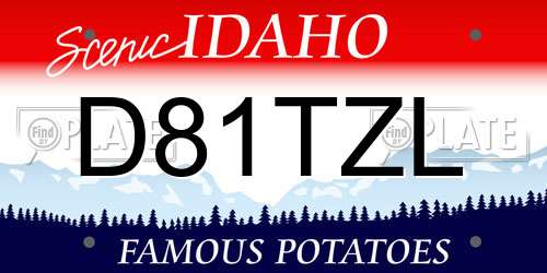 D81TZL Idaho License Plate