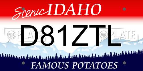 D81ZTL Idaho License Plate