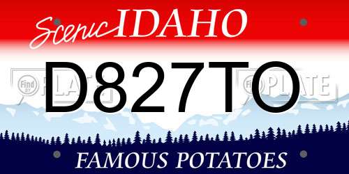 D827TO Idaho License Plate