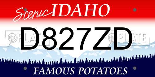 D827ZD Idaho License Plate
