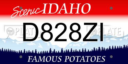 D828ZI Idaho License Plate