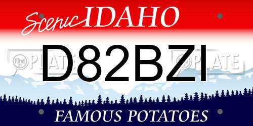 D82BZI Idaho License Plate