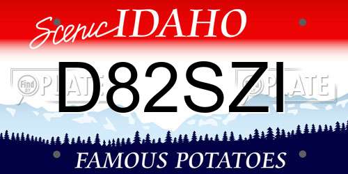 D82SZI Idaho License Plate