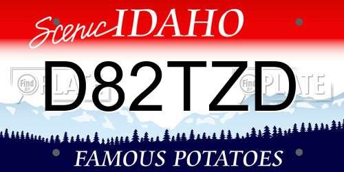 D82TZD Idaho License Plate