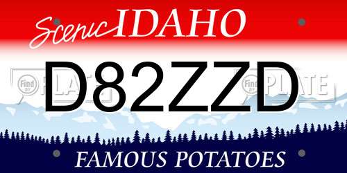 D82ZZD Idaho License Plate